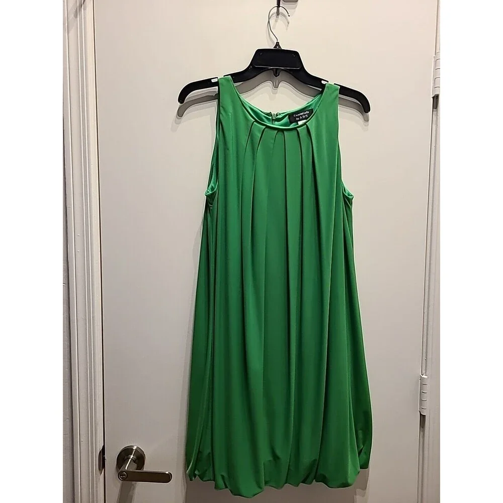 Essentials by ABS Women Dress Sleeveless Wide Strap Green M - Picture 2 of 7